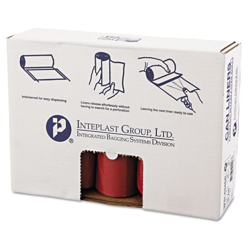 Biohazard Low-Density Commercial Can Liners, Coreless Interleaved Roll, 4 gal, 1.3 mil, 40